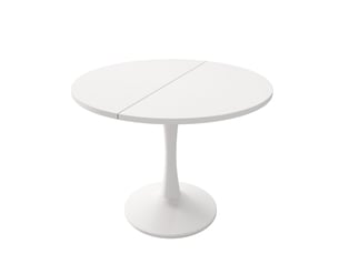 Table de cuisine ronde avec allonge blanc - 100x100-140max.cm mdf