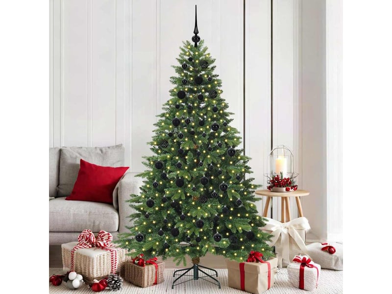 Sapin de noël - arbre de noël artificiel avec 300 led vert 180 cm pe et pvc - Conforama B