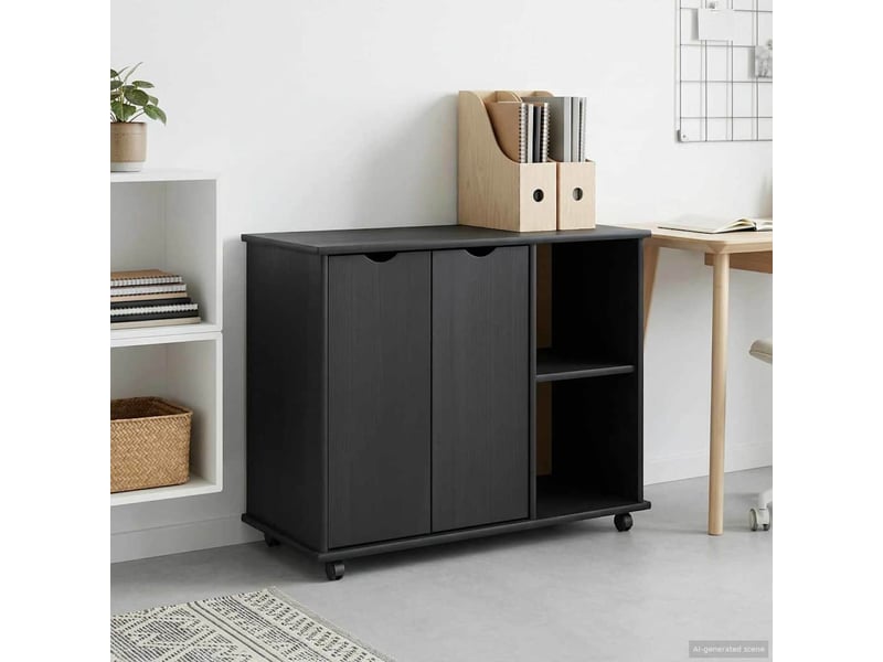  Caisson roulant de bureau gris 100 x 39 x 65,5 cm bois de pin massif  - Conforama B
