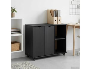 Caisson roulant de bureau gris 100 x 39 x 65,5 cm bois de pin massif