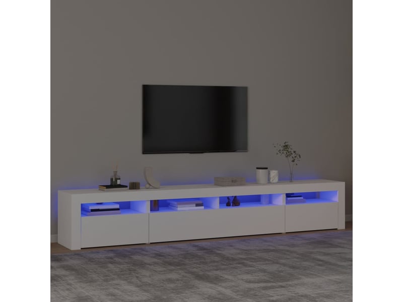  Meuble tv - banc tv - meuble de rangement avec lumières led blanc 240x35x40 cm  - Conforama B