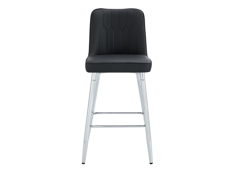 Lot de 2 tabourets de bar 100 cm - similicuir noir, piètement métal argenté, repose-pieds confortable - coloris variés - Conforama A