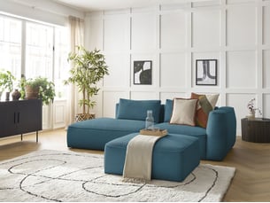 Canapé droit fixe BOBOCHIC LEOPOLD 4 places Velours bleu