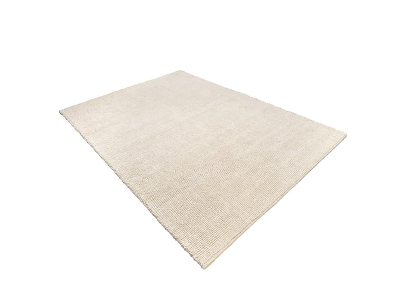  Sacha - tapis rectangulaire 300x400cm en laine bouclée couleur blanc  - Conforama C