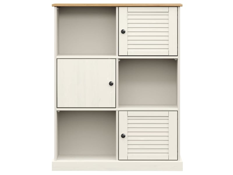  Bibliothèque, meuble de rangement salon vigo blanc 90x35x114,5 cm bois massif de pin  - Conforama D