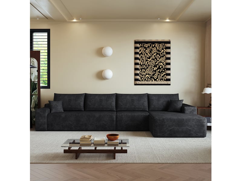Canapé d’angle modulaire 340x175x83 cm 4 places noir - Conforama C