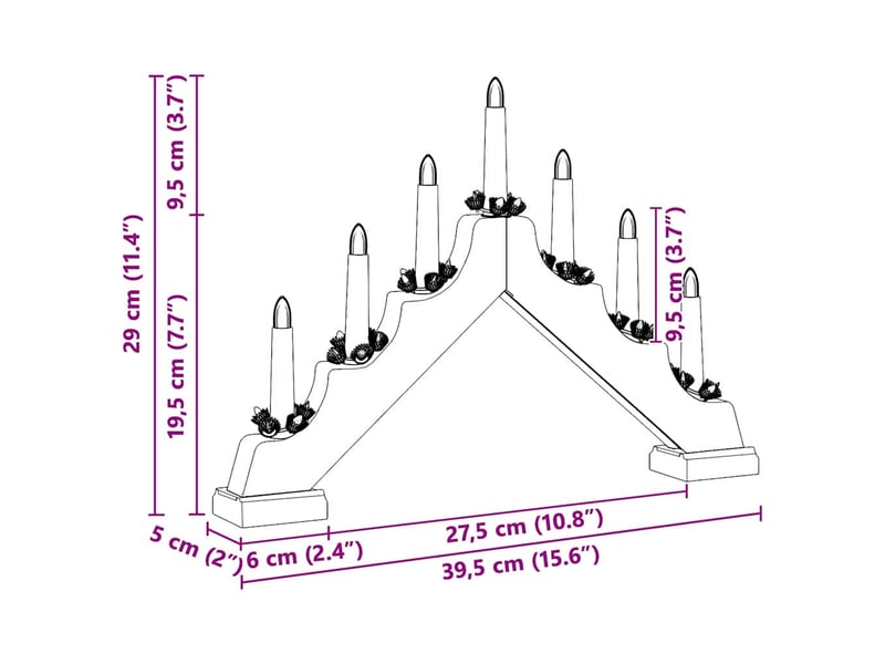 Pont de bougie de noël rouge 39.5 x 5 x 29 cm pin massif cf62262 - Conforama E