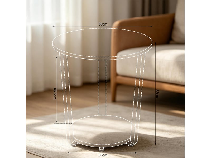 Table d'appoint ronde 50x50x53 cm avec 2 niveaux métal bois marron - Conforama C