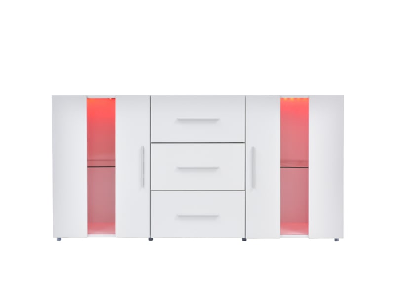  Meuble tv,lowboard, avec éclairage led 16 couleurs pour salle à manger salon,140*35*70cm, table tv,armoire tv  - Conforama A