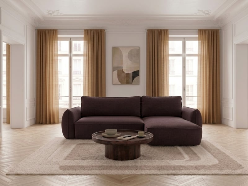  Bobochic canapé d'angle convertible réversible esmee tissu chenille violet  réversible ESMEE - Conforama C