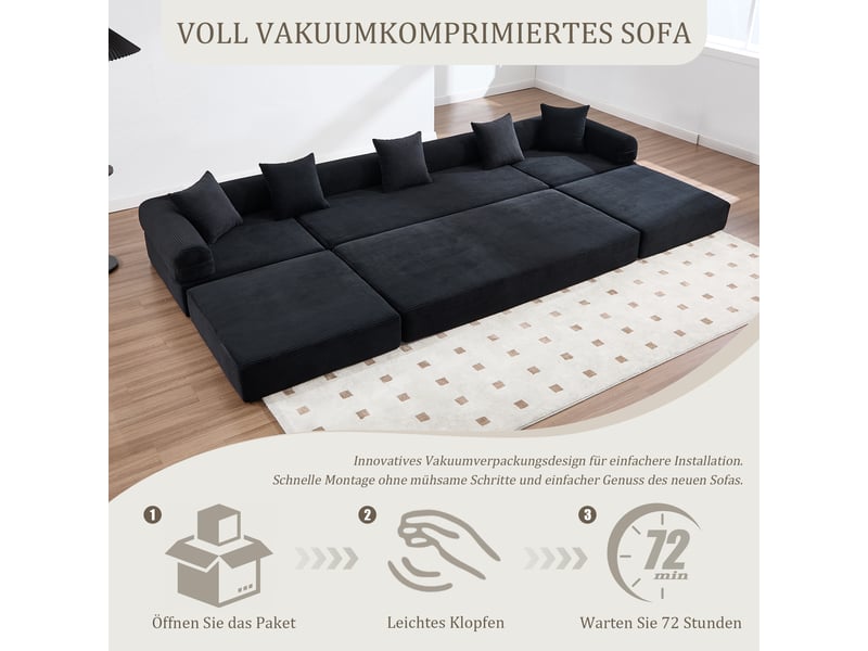  Canapé de salon, canapé salon, noir; avec rangement  - Conforama W