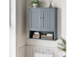 Armoire murale de salle de bains mdf gris clair 54,6x19,8x60 cm, 2 portes
