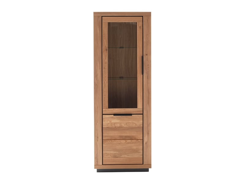  Vitrine 1 porte coloris chêne massif huilé - longueur 72 x hauteur 200 x profondeur 40 cm  - Conforama A