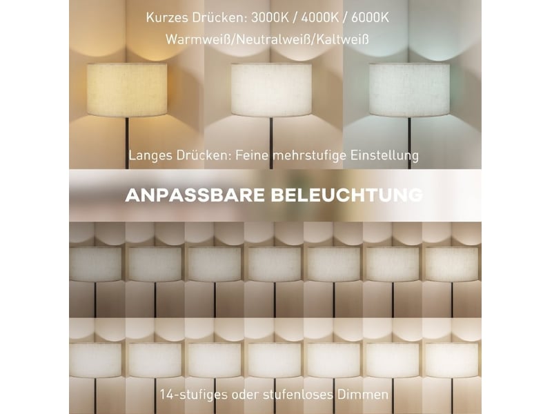  Lampadaire 40x40x133-168 cm noir métal, télécommande, abat-jour en tissu, hauteur réglable et variateur  - Conforama D