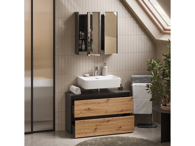 Vicco meubles bain, anthracitechêne artisan, 2 pièces  - Conforama E