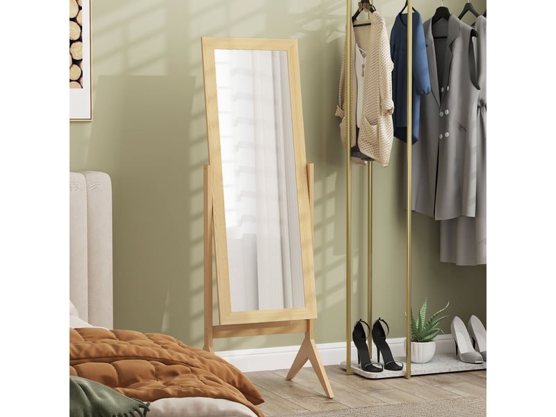  Miroir en pied grand miroir de sol inclinaison réglable pour dressing chambre 47 x 46 x 148 cm en chêne  - Conforama D