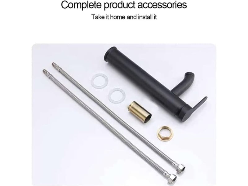  Robinet de salle de bain noir - haute qualité, eau froide et chaude - adapté pour un diamètre intérieur de 32 mm à 42 mm - réf. Szpb306113jjzj  - Conforama E