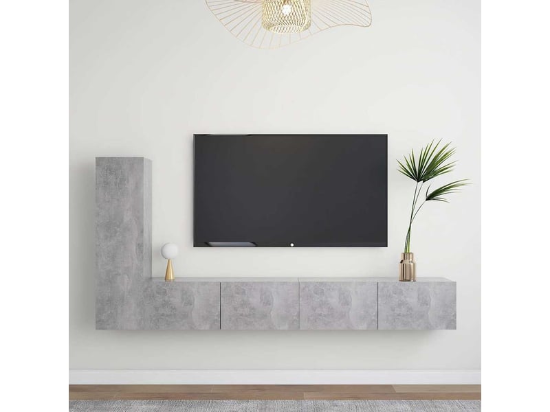 Ensemble de meubles tv - banc tv - meuble de rangement 3 pcs gris béton bois d'ingénierie  - Conforama B