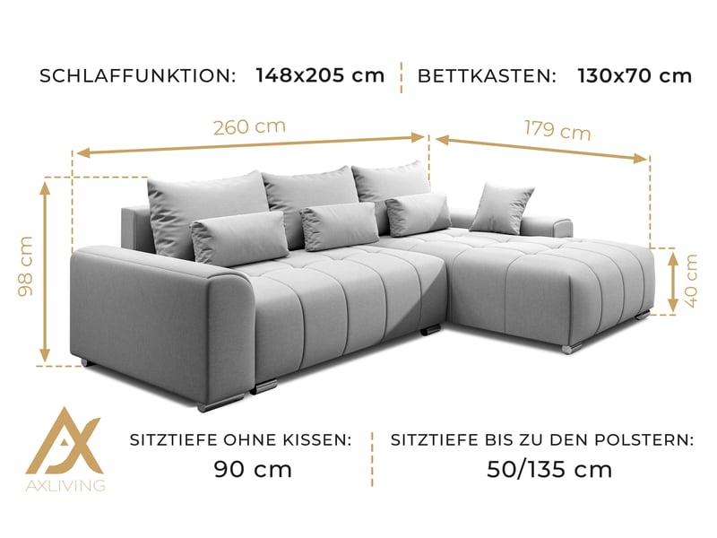 Canapé d’angle rivolli 260 cm marron convertible avec coffre Rivolli - Conforama D