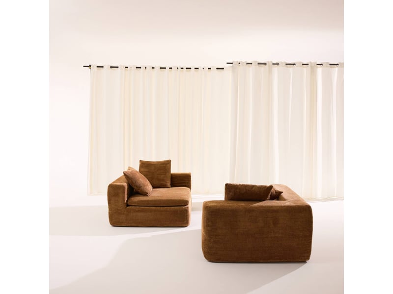  Canapé modulable tissu chenille 3 places terracotta - movi  - Conforama E