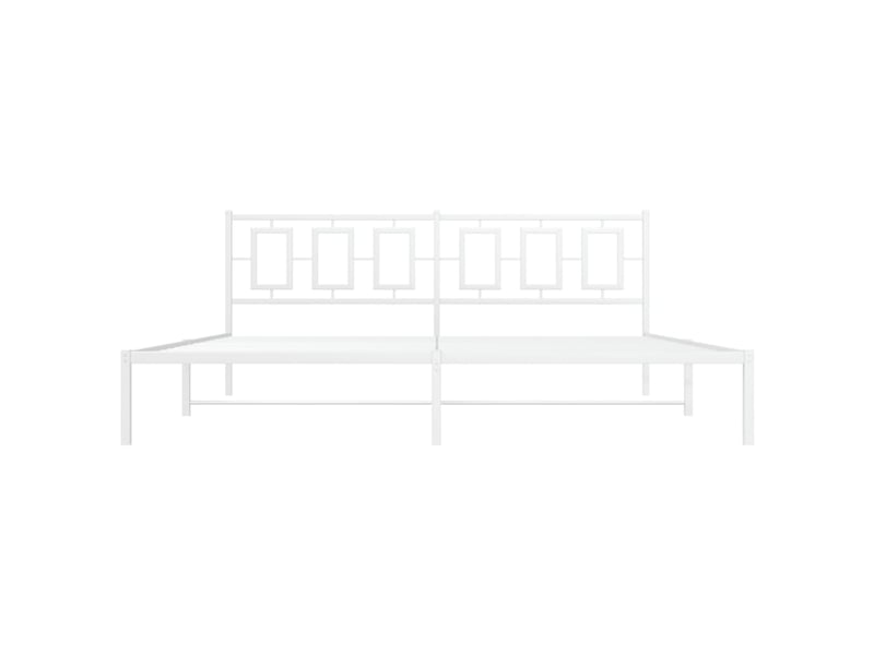 Lit double- lit adulte - cadre de lit métal sans matelas et tête de lit blanc 200x200 cm - Conforama D