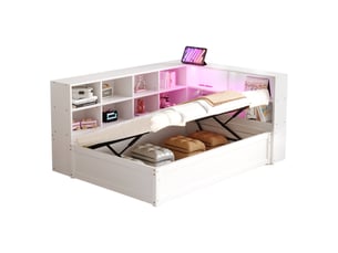 Lit coffre 90x200 cm ULQENI coloris blanc