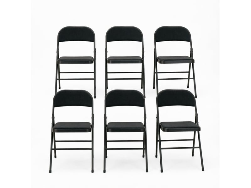  Lot de 6 chaises pliantes  – 45 x 46 x 78 cm – noir – assise rembourrée, structure en acier robuste  - Conforama A