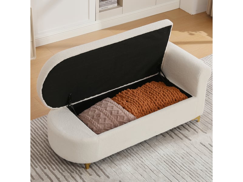  Méridienne avec rangement chaise longue d'intérieur tissu bouclette fauteuil relax moderne  - Conforama B