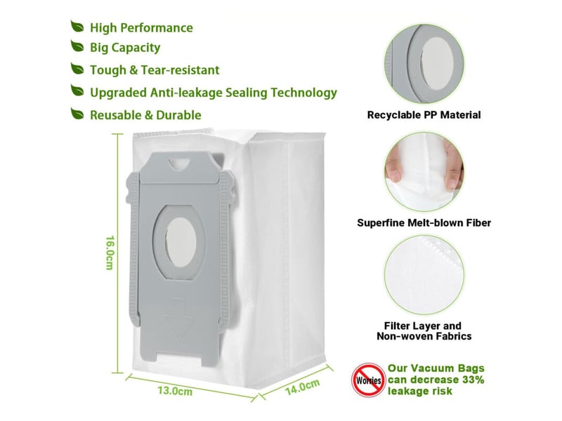  Lot de 10 sacs d'aspirateur pour irobot pour roomba i7 i7+ i7 plus s9 s9+ i3 i3+ i4 i4+ i6 i6+ i8 i8+ j7 j7+ e5 e6 e7 sac de rechange pour  - Conforama C