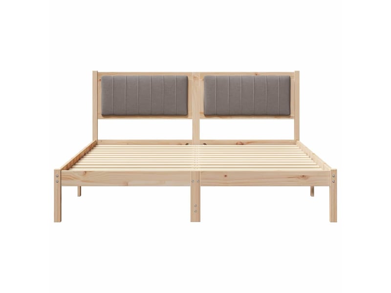 Lit double- lit adulte - cadre de lit avec tête de lit rembourrée taupe 160 x 200 cm - Conforama D