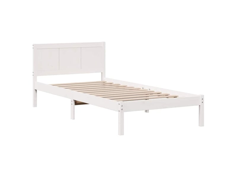  Lit simple- lit adulte -  cadre de lit blanc 90 x 190 cm bois de pin massif  - Conforama C