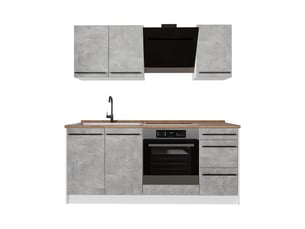 Vicco cuisine, bétonblanc, 180cm, pt chêne