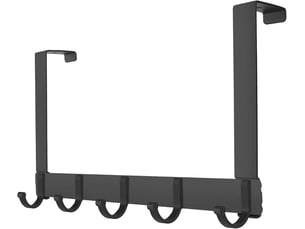 Crochets pour rebord de porte avec 5 alliage d'aluminium accroche patère cadre seche crochet serviette salle de bain pour sans percage trou, noir