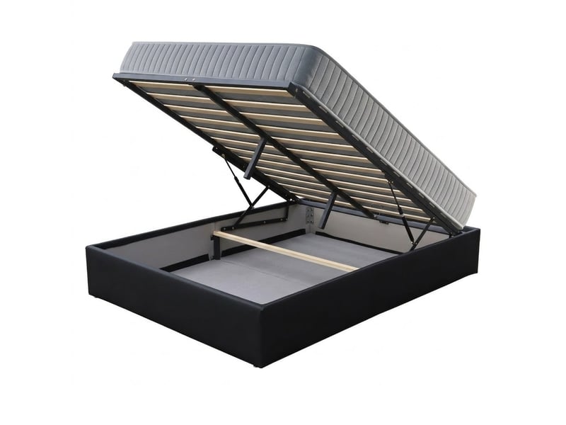 Ensemble lit coffre et matelas 160x200 cm - couleur : noir - matelas latex accueil moelleux soutien lorisnoir-marie-160x200-noir - Conforama A