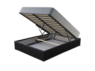 Ensemble lit coffre et matelas 160x200 cm - couleur : noir - matelas latex accueil moelleux soutien