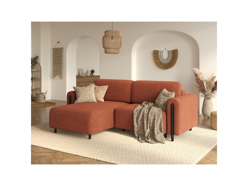  Canapé d'angle convertible arvessa terracotta bouclette – angle gauche avec coffre  - Conforama B