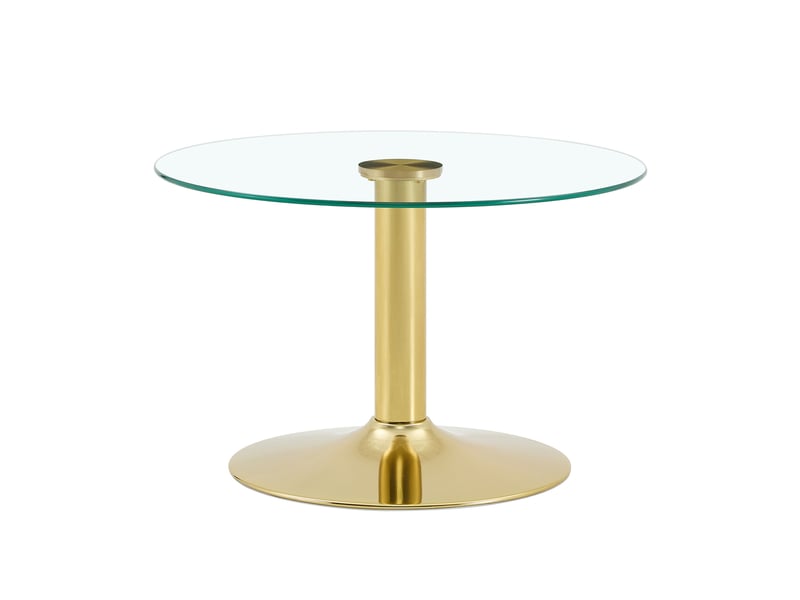  Table basse ronde en verre trempé 70 cm, pied central en métal doré, hauteur 45 cm  - Conforama A