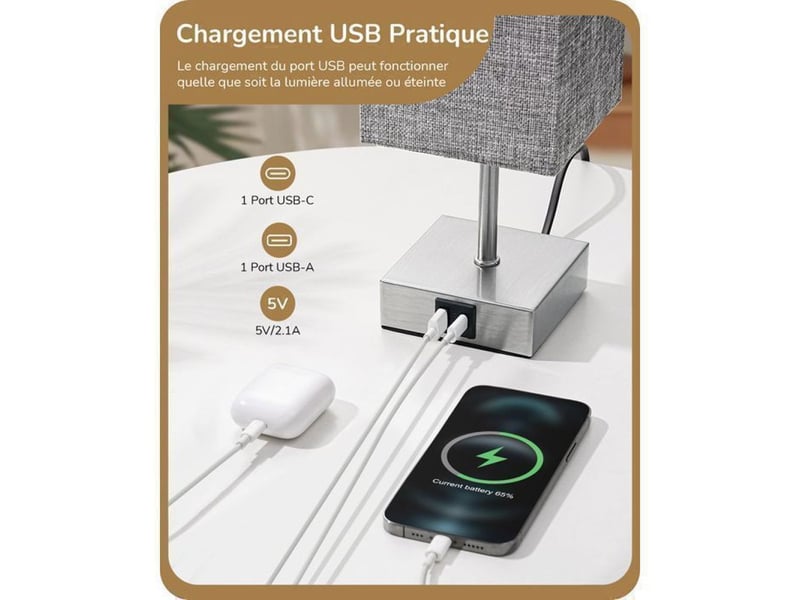  Lampe de chevet tactile dimmable set de 2 avec usb-c usb-a e27 2700k gris 28 cm 370618_AAAYP05880_6_DROPFR - Conforama C