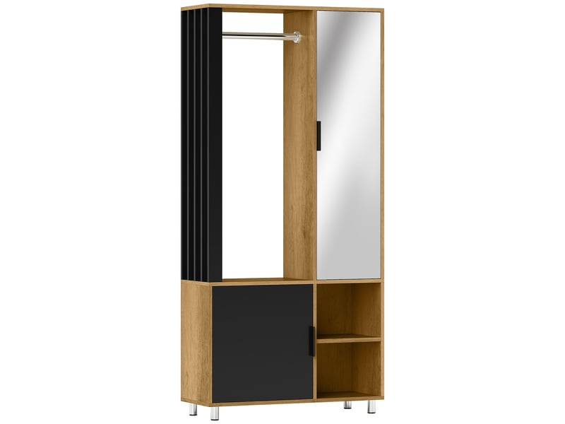  Armoire chambre penderie avec miroir, compartiments ouverts, placard et tringle de suspension, 80 x 30 x 170 cm, naturel  - Conforama B