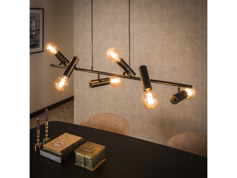  Suspension 6 lampes pivotantes en métal gris foncé 110x150 cm  - Conforama C
