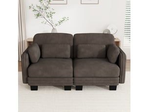 Canapé droit compressé fixe MODFU  2 places Tissu marron