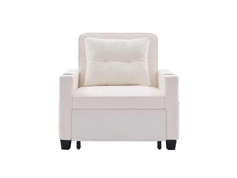  Canapé convertible 1 place blanc avec port usb et porte-gobelets W3498S00009 - Conforama A