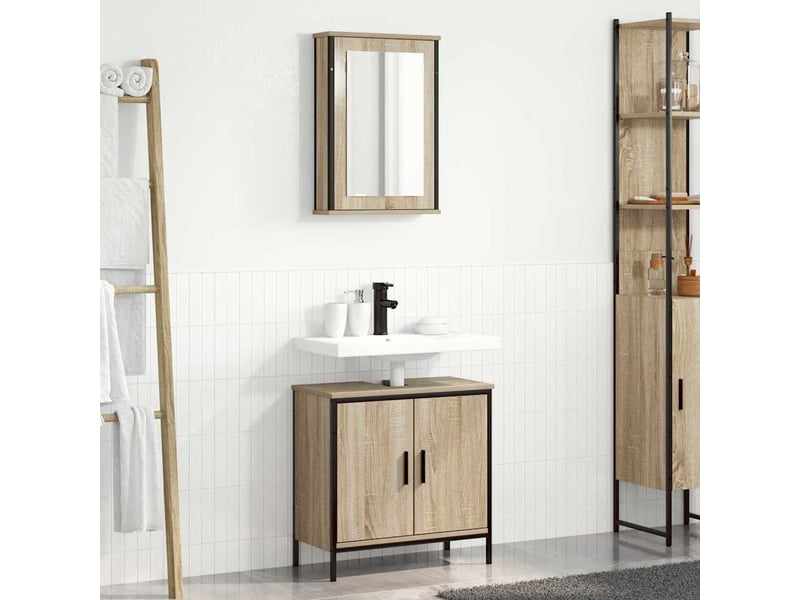  Ensemble de mobilier de salle de bain 2 pc marron cf64165  - Conforama D