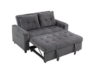 Canapé-lit 2 places 157x190 cm convertible en velours côtelé gris foncé sans matelas
