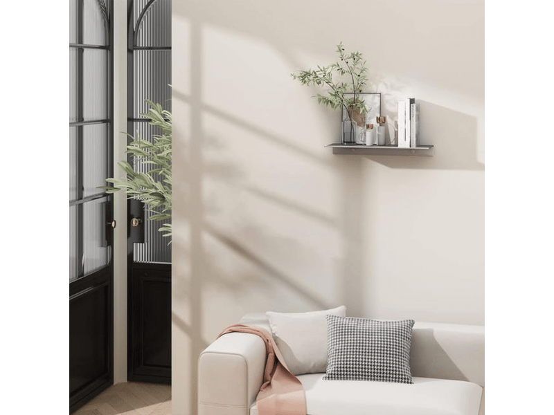  Étagère murale en métal, petite étagère flottante, étagère murale de salle de bain, présentoir de 30 cm, grise  - Conforama B
