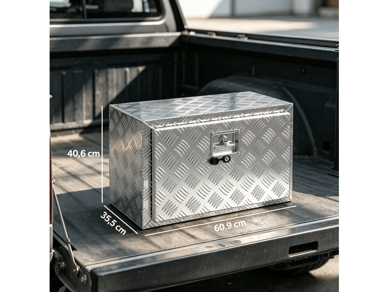 Coffre à outils pour camion 60,9 x 35,5 x 40,6 cm argenté en aluminium, serrure à clé, capacité 76 l - Conforama C