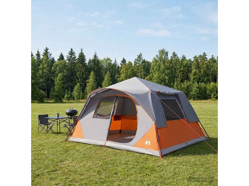  Tente instantanée, tente de camping 10 personne gris et orange polyester et acier  - Conforama B