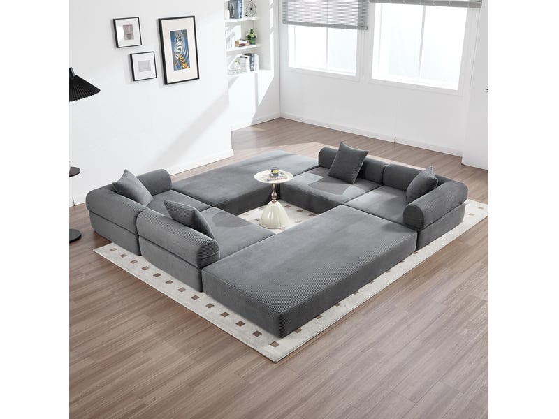  Canapé modulaire 270x180x64 cm 4 places gris foncé  - Conforama B