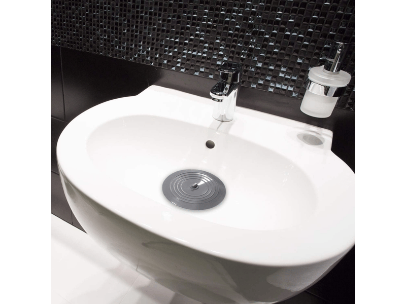  Bouchon de baignoire en silicone, bouchon d'évier, diamètre 15,3 cm, bouchon de vidange universel (1 pièce, gris)  - Conforama E