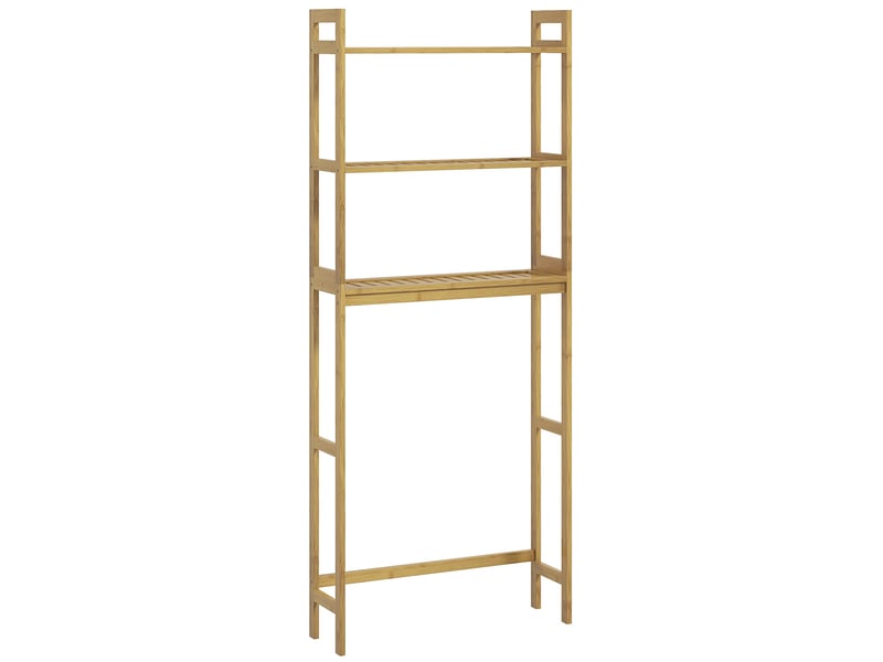  Étagère wc 3 niveaux en bambou avec dispositif anti-basculement, meuble gain de place pour salle de bain, naturel  - Conforama A